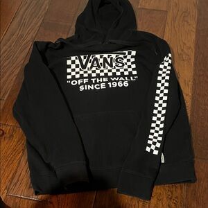 Vans Black Hoodie with Checkered Sleeve